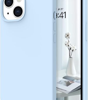 Compatible with iPhone 14 Case, Liquid Silicone Soft Gel Rubber iPhone 14 Phone Case Slim Thin Phone Case with Microfiber Lining Protective Phone Cases Cover for Men Women, Baby Blue