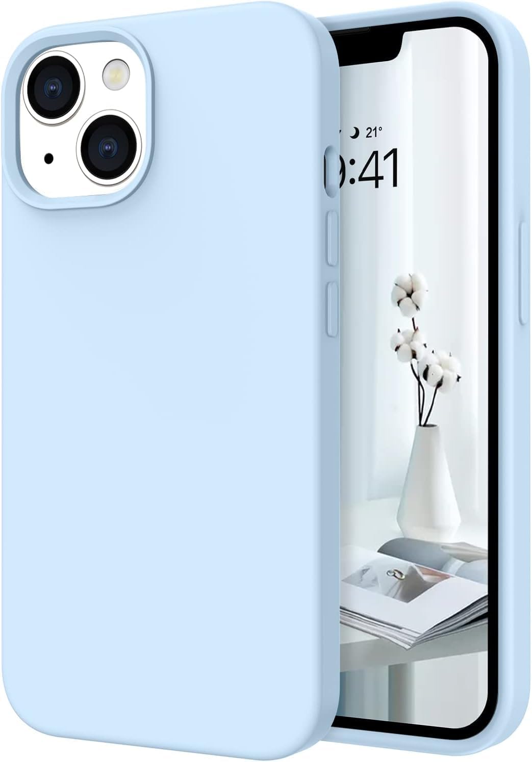 Compatible with iPhone 14 Case, Liquid Silicone Soft Gel Rubber iPhone 14 Phone Case Slim Thin Phone Case with Microfiber Lining Protective Phone Cases Cover for Men Women, Baby Blue