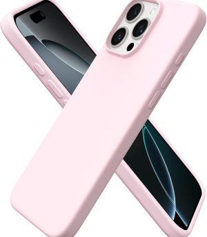 Compatible with iPhone 16 Pro Max Case 6.9", Slim Liquid Silicone 3 Layers Soft Gel Rubber Shockproof Protective Case with Anti-Scratch Microfiber Lining-Chalk Pink