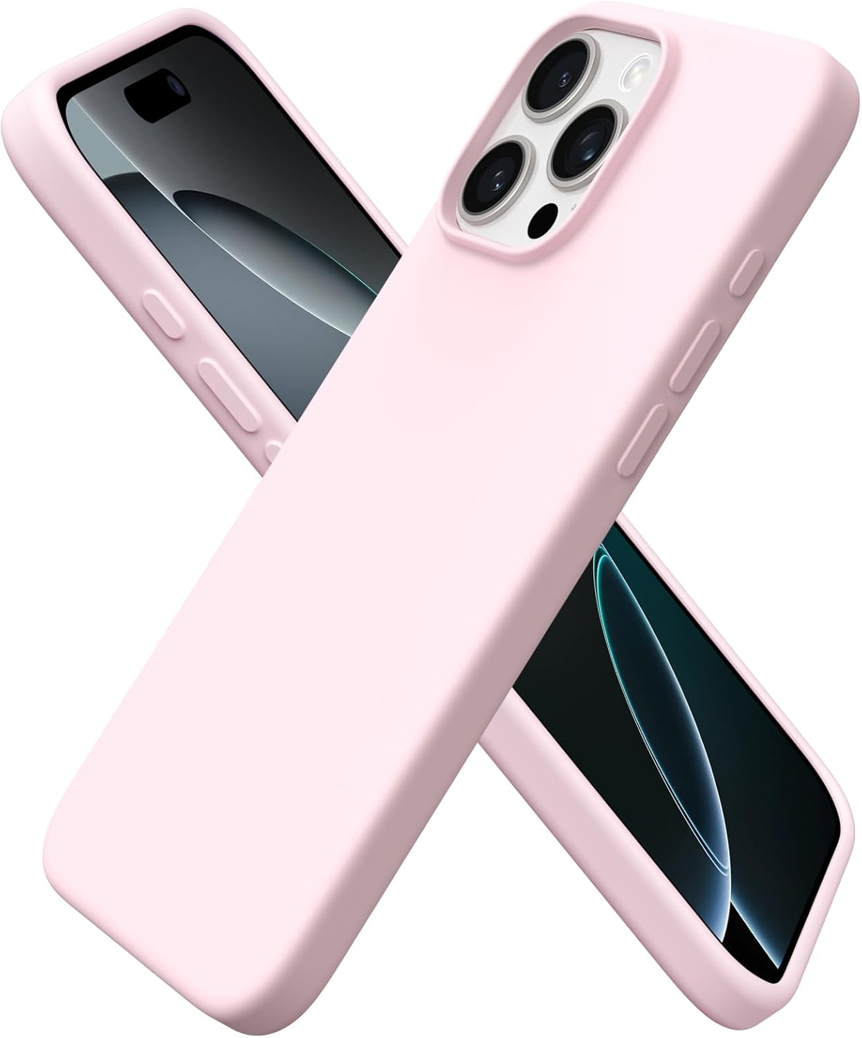 Compatible with iPhone 16 Pro Max Case 6.9", Slim Liquid Silicone 3 Layers Soft Gel Rubber Shockproof Protective Case with Anti-Scratch Microfiber Lining-Chalk Pink