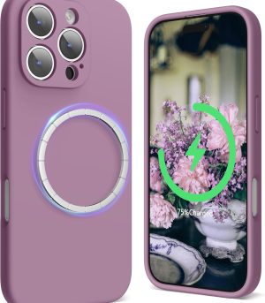 Designed for iPhone 16 Pro Case Compatible with (6.3 inch 2024), Liquid Silicone Phone Case (Camera Protective, Soft Microfiber Lining), Lilac Purple
