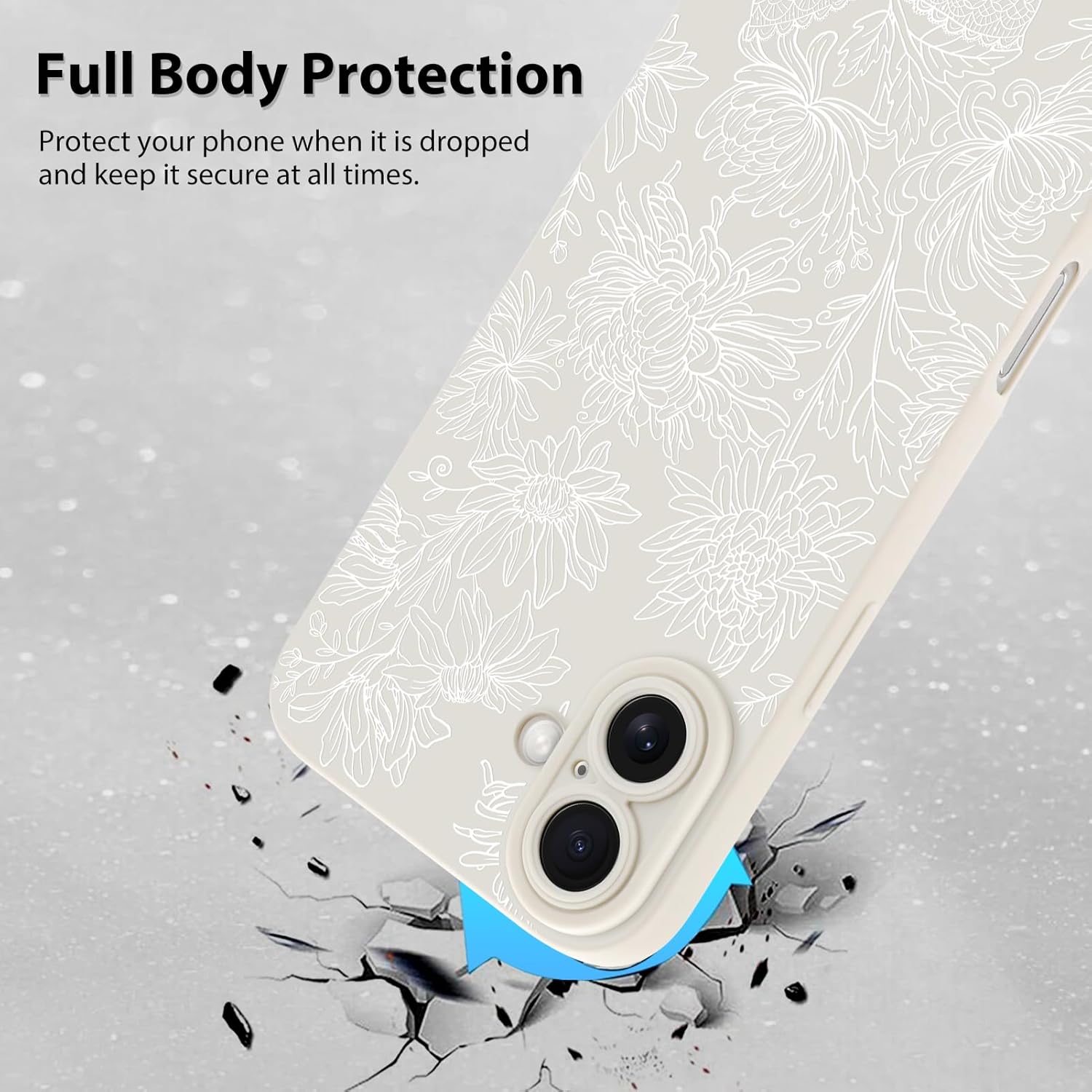for iPhone 16 Case, Silicone Floral Flower Sunflower Cute Pattern, Camera Protection Soft Slim Phone Case for Phone Case -White - Image 2