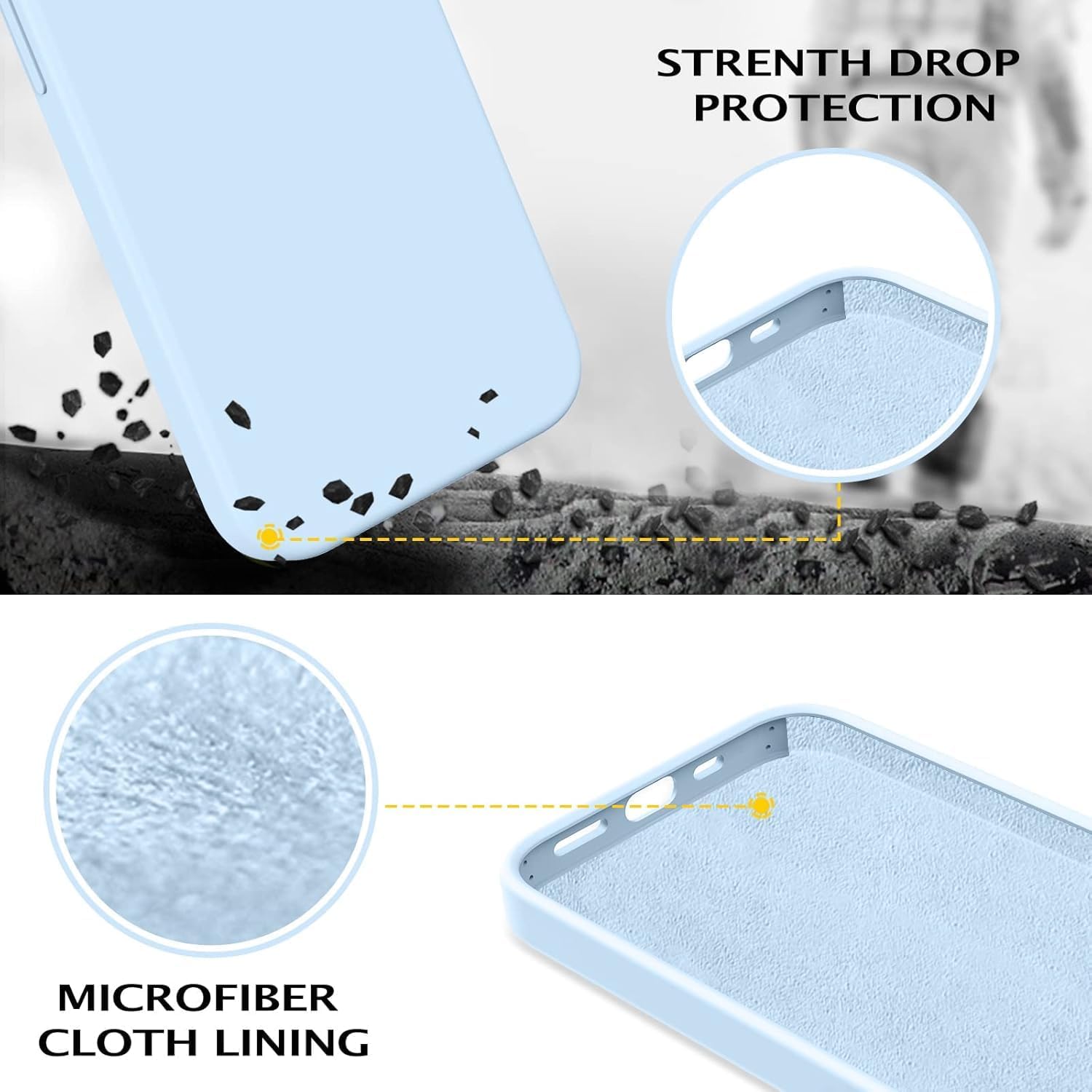 Compatible with iPhone 14 Case, Liquid Silicone Soft Gel Rubber iPhone 14 Phone Case Slim Thin Phone Case with Microfiber Lining Protective Phone Cases Cover for Men Women, Baby Blue - Image 2