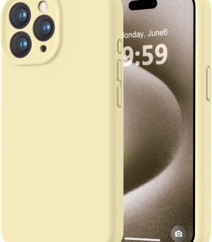 3000 Designed for iPhone 15 Pro Max Case, Premium Silicone with [Soft Anti-Scratch Microfiber Lining] Shockproof Protective Phone Case for Men Women Girls 6.7", Creamy Yellow