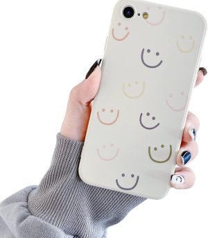 Compatible with iPhone 7/8/SE 2020/SE 2022 Case,Cute Funny Smiley Smile Face Pattern Slim Thin Soft TPU Shockproof Silicone Protective Cover for iPhone 7/8/SE 2020