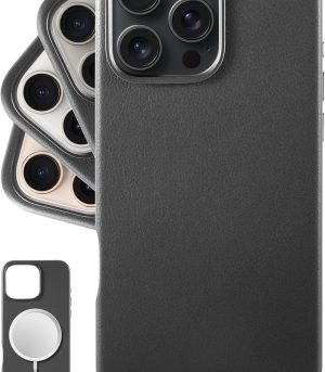 for iPhone 16 Pro Leather Case - European Genuine Vele Leather Phone Case - Smoothen and Soften Over Time - [Compatible with Magsafe] - Black